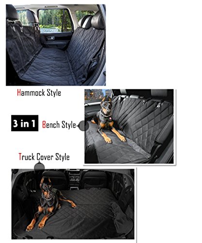 Dog coprisedili auto, Brightshow Pet coprisedili per auto con seggiolino Anchors, camion e SUV, colore nero, parte posteriore impermeabile e antiscivolo