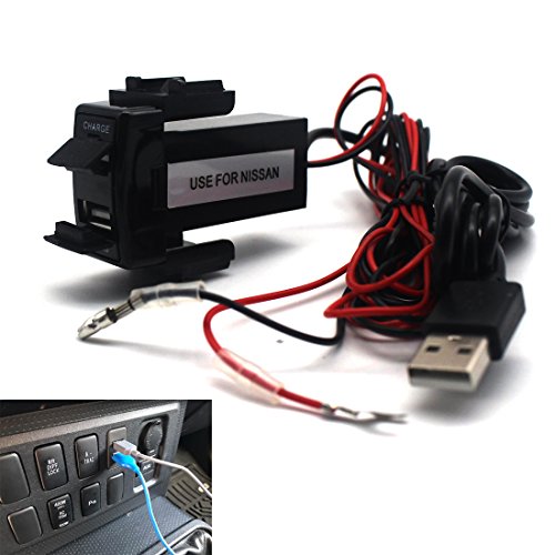 Doppia porta USB caricabatteria da auto con presa audio per Nissan Series – Fiimi auto USB caricabatteria/adattatore per iPhone 7/6/5, iPad, Samsung, LG, Huawei e altri (36 * 20 mm)