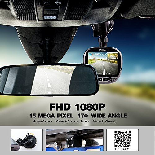 Doppio Dash Cam, MERRILL 2.7 "LCD FHD 1080P 170 ° lente macchina fotografica dell