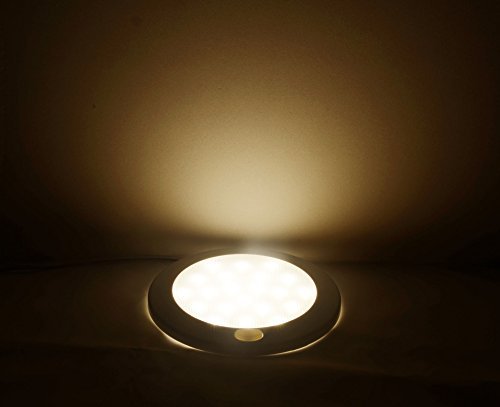 Dream Lighting PLAFONIERA a LED da 12V 12,7 cm con interruttore per Carovana/Camper/Armadietti e pensili/Luce da soffitto, Bianco caldo