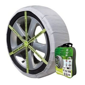 Drivetex - Coppia di calze da neve per pneumatici da turismo, misura 72 e guanti per il montaggio inclusi