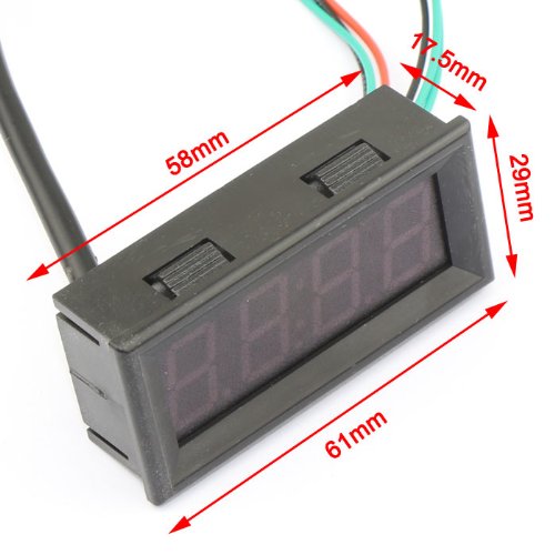 DROK® 0-200V Voltmetro Digitale Auto / Moto Clock Misura Temperatura Tensione Panel Meter 3in1 Il LED Verde