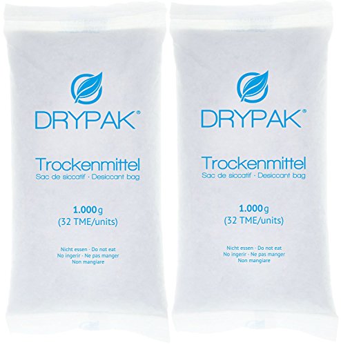 DRYPAK | 2 x 1.000 grammi (1 kg) / sacchetto disidratante (desiccant, gel di silice), rinnovabile