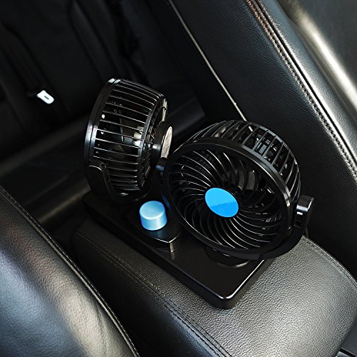 Dual Head 12V Electric Car Fan, AFTERPARTZ HX-01 rotativo da 360 gradi Auto Car Air Cooling Circolatore ventilatore per tutti i veicoli auto da 12 V