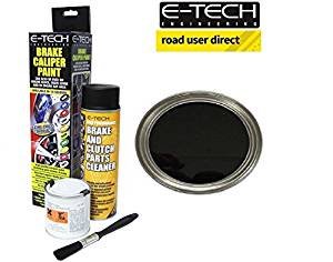 E-Tech pinza freno, colore: Nero opaco – Kit completo Inc Paint/Cleaner & Brush