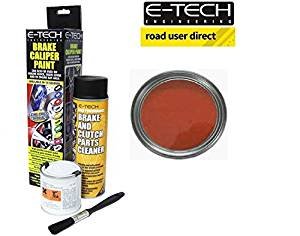 E-Tech pinza freno, colore: Rosso opaco – Kit completo Inc Paint/Cleaner & Brush