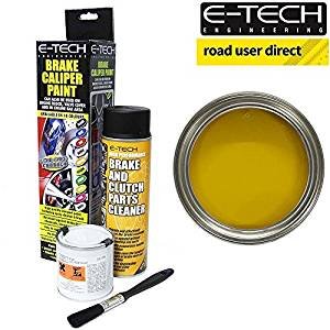 E-Tech pinza freno Paint – giallo – Kit completo Inc Paint/Cleaner & Brush