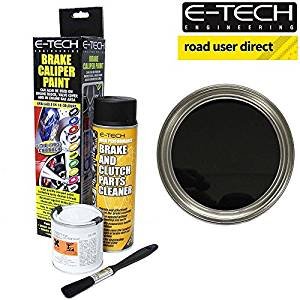 E-Tech pinza freno Paint – nero – Kit completo Inc Paint/Cleaner & Brush