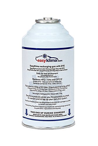 EasyKlima.com - Kit base per ricarica fai da te del sistema di aria condizionata dell’auto, con bombola di gas per sistemi R12 e sigillante LeakStop
