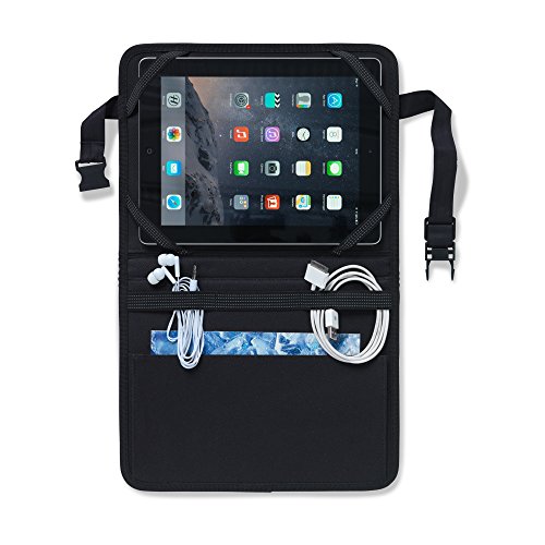 Ebuygb 13011 supporto auto sedile posteriore organizzatore porta tablet iPad Galaxy Storage poggiatesta da viaggio, nero, 28 cm x 22 cm x 3 cm