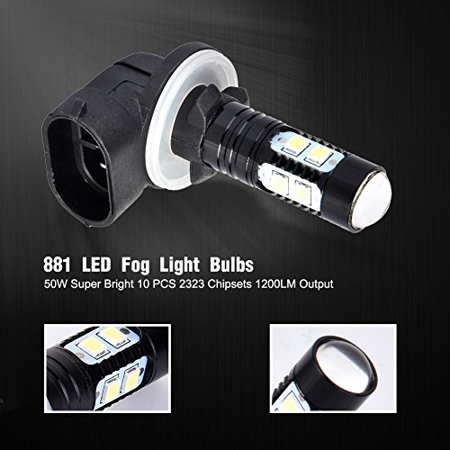 Echoming, 2 lampadine per fendinebbia, H11 a LED da 20 SMD, 50W ad alta potenza, massimo 1800 lumen, colore bianco 6000K 