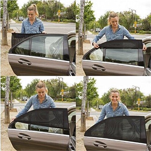 ECYC® 2 Pezzi / Set Nero Regolabile Auto Car Side Rear Window Parasole Nero Mesh Car Cover, S (39.3 * 21.2in)