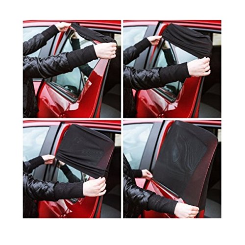 ECYC® 2 Pezzi / Set Nero Regolabile Auto Car Side Rear Window Parasole Nero Mesh Car Cover, S (39.3 * 21.2in)