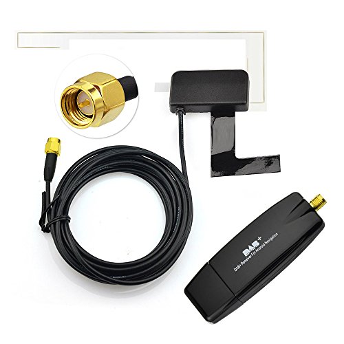 Eightwood DAB + Stick USB 2.0 Digital Radio Tuner Empfänger + SMA Glass Antenne für Android Auto DVD Spieler Stereo USB DAB Autoradio