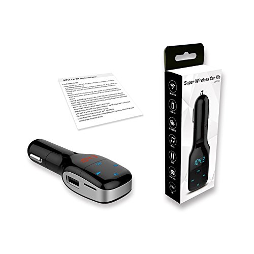 Eincar Trasmettitore FM senza fili Bluetooth Lettore MP3 Trasmettitore FM kit vivavoce Bluetooth per auto di chiamata Sound Transmission con Dual-Port USB Charger 5V / 3.4A