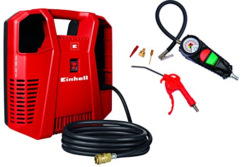 Einhell TH-AC 190 Kit Compressore, 1,1 kW, Potenza: 190 l/min, 8 Bar, 1 Cilindro, incl. Accessori, senza Olio, 4020536