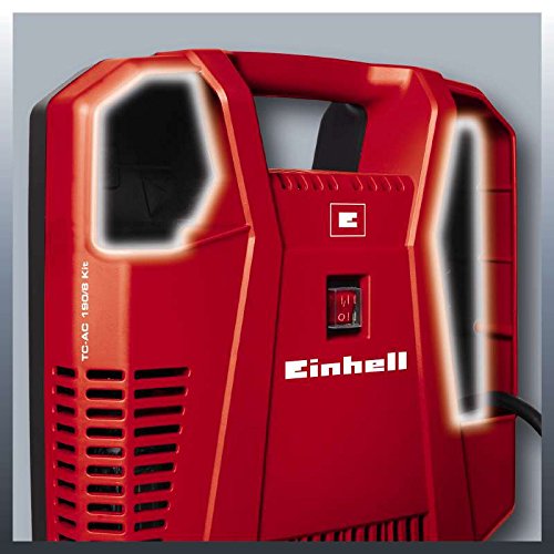Einhell TH-AC 190 Kit Compressore, 1,1 kW, Potenza: 190 l/min, 8 Bar, 1 Cilindro, incl. Accessori, senza Olio, 4020536