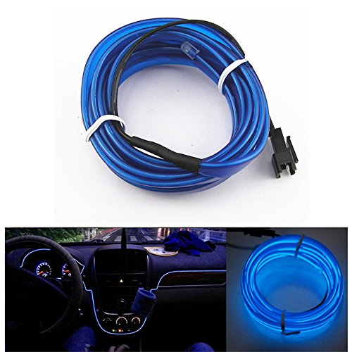 EL Wire, HopeU5® 3M Neon Lights Glowing Strobing Corda a batteria Super Bright per decorazioni auto Cool Neon Signs-Blue