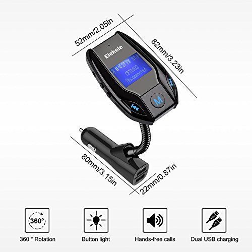Elekele Ricevitore FM Bluetooth Automobile Posto Guidatore PRESA SALDA Ricetrasmittente Audio Lettore MP3 per Auto con Presa USB (2)