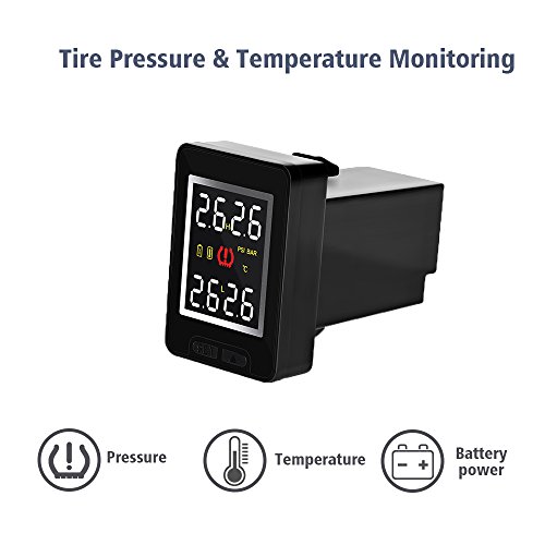 ERAYAK TPMS Sistema di monitoraggio pressione pneumatici con 4 Sensori Interni Caricare con Solare
