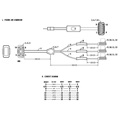 Estensione splitter bbfly-c3 OBD II OBD2 16 pin cavo di prolunga adattatore