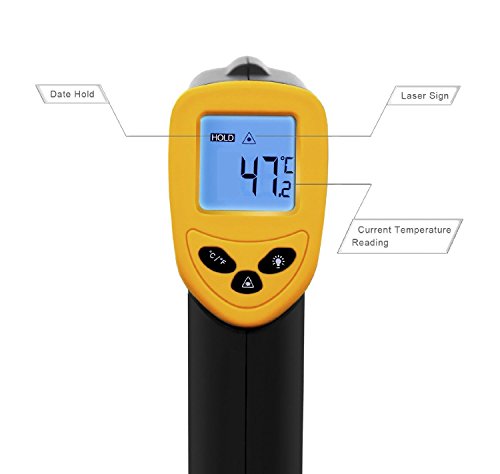 ETEKCITY Termometro Infrarossi -50°C ~ 550°C(-58°F ~ 1022°F) con LCD Retroilluminato, Termometro Laser Senza Contratto, Batteria Inclusa, 2 Anni di Garanzia