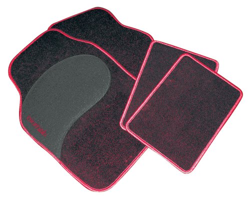 Eufab Set di tappetini per auto, modello Diamond, colore nero/rosso opaco