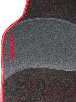 Eufab - Set di tappetini per auto, modello Diamond, colore nero/rosso opaco