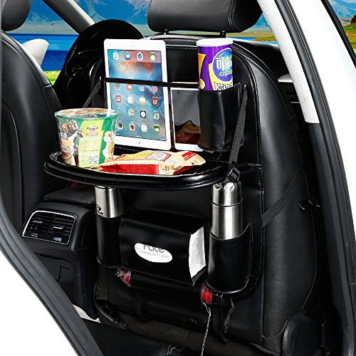 Fansong multifunzione in pelle auto Backseat organizer con tavolino pieghevole impermeabile Pocket storage bag Black