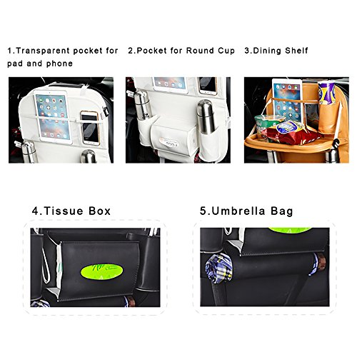 Fansong multifunzione in pelle auto Backseat organizer con tavolino pieghevole impermeabile Pocket storage bag Black*2