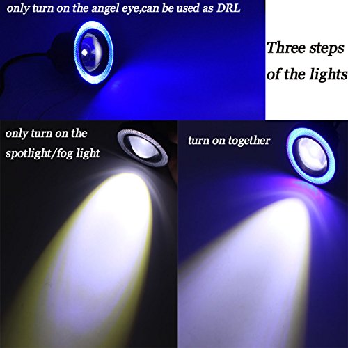Faretti fendinebbia a LED per auto, universali, DC 12 V, colore: bianco e blu ghiaccio, 1 coppia