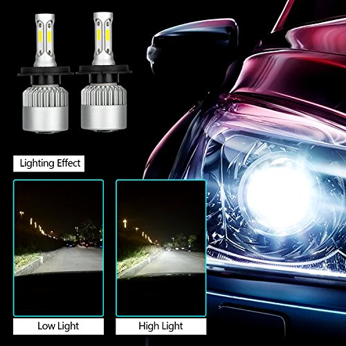 Fari LED H4 Lampadina 72W 8000LM Lampadine Super Bright per fari auto Impermeabile bianco freddo 6500K COB Kit conversione fari LED Sostituire per lampadine alogene HID (H4)