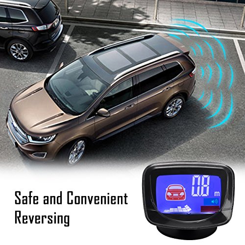 Favoro Sensori di Parcheggio Posteriore per Auto Kit Allarme Retromarcia con Funzione Buzzer e Muto Comprende 4 Sensori Alta Sensibilità, 1 Monitor LCD e 1 Controller (Argento)