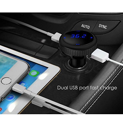 Favoto Trasmettitore FM Bluetooth 4.2 [Auto Localizzatore GPS] Lettore MP3 con Display LCD 12V / 24V 2 Porte USB Supporta Funzione Caricatore Auto/ U-Disco/ Scheda TF/ Chiamata Vivavoce