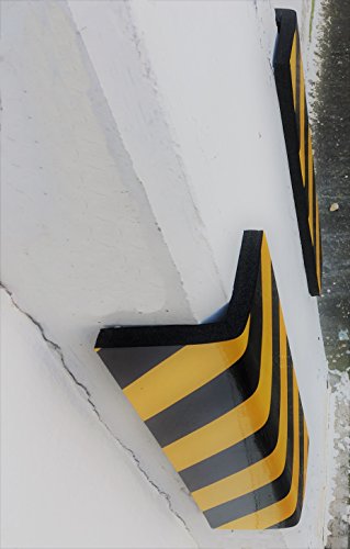 FCP4425BYx4 Flessibile paracolpi angolare adesivi, per protezione di parcheggi, edifici industriali e magazzini, dimensioni 44x25x2 cm, colore nero / giallo. (Confezione da 4 pezzi)
