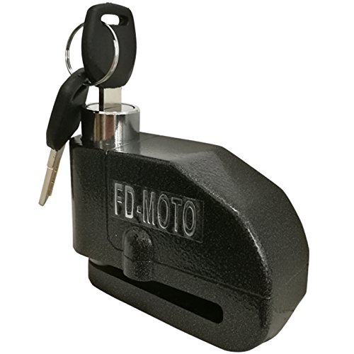 FD-MOTO LK604, bloccadisco antifurto in lega di alluminio per motocicletta e scooter, nero + cavo a molla da 1,4 m