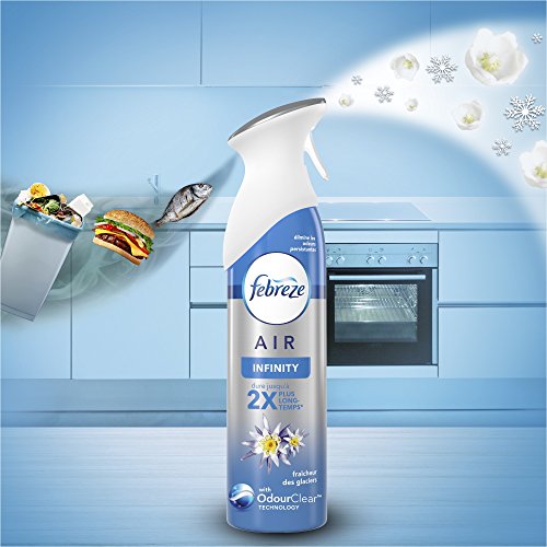 Febreze Freschezza Dei Ghiacciai Deodorante Spray 300 ml profumo fresco 2 x più sostenibile elimina gli odori ostinate – Set di 3