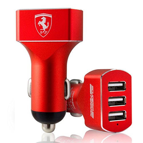 Ferrari fecc 3usbre Caricabatteria da auto Stained alluminio 3 USB Rosso