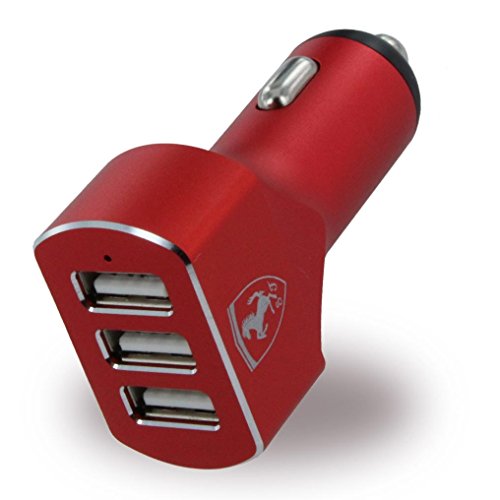 Ferrari fecc 3usbre Caricabatteria da auto Stained alluminio 3 USB Rosso
