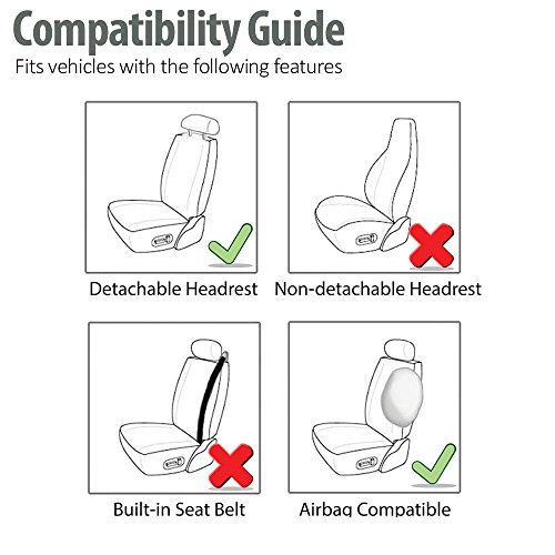 Fh Group - Rivestimento per sedili, compatibili con Airbag, in pelle PU, colore grigio/nero, 2 Pezzi
