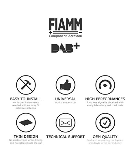 FIAMM Antenna Elettronica Amplificata DAB (radio digitale) da vetro universale per auto connettore SMB