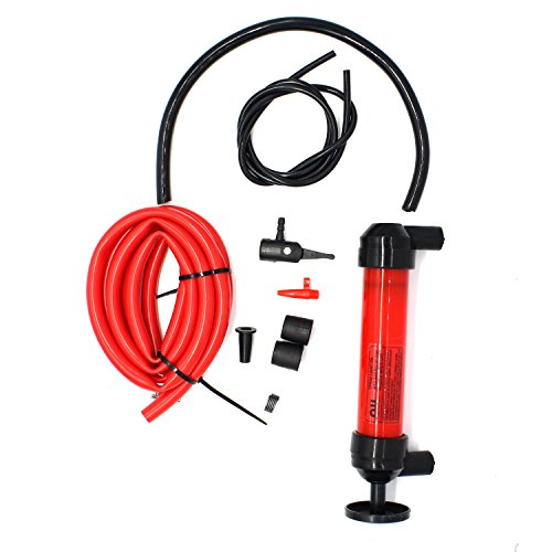 Fiimi Pompa manuale a sifone, in plastica, con due tubi di 127 x 1,27 cm, per gas, olio, aria e altri liquidi in caso di emergenza