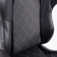 FK-Automotive sedia da ufficio sedile sportivo con braccioli in tessuto nero/bianco