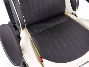 FK-Automotive sedia da ufficio sedile sportivo con braccioli pelle artificiale bianco/nero