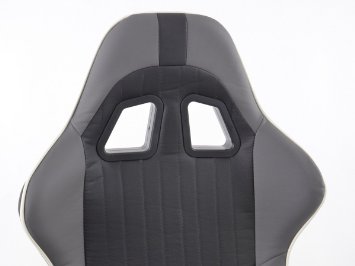 FK-Automotive sedia da ufficio sedile sportivo con braccioli pelle artificiale grigio/bianco