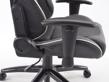FK-Automotive sedia da ufficio sedile sportivo con braccioli pelle artificiale grigio/bianco