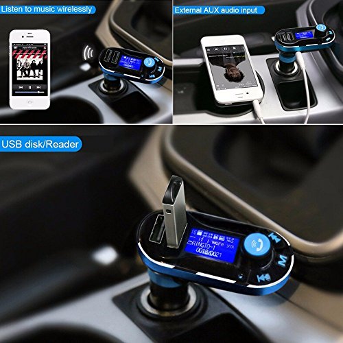 Flycoo Flycoo Kit per auto Bluetooth Lettore MP3 Trasmettitore Trasmettitori FM Kit vivavoce per auto Maxi caricabatteria da auto Supporto per scheda SD / USB