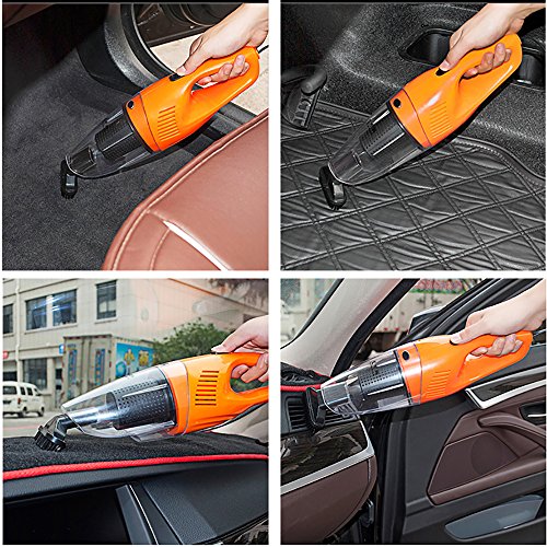 FREESOO 2 Usi Aspirapolvere per Auto, Led Portatile Aspirapolvere Uso Umido e Secco con HEPA Filtro Lavabile Senza Odore DC 12V 106W Arancione