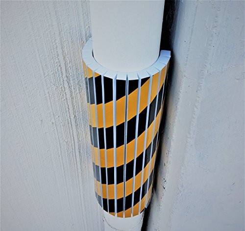 FSWP4425BYx4 Paracolpi flessibile adesivi antiurto, in morbida gomma, con agli intagli può essere applicato a muri tondi della magazzini e garage, dimensioni 44x25x2 cm, nero / giallo. (Pacco da 4)