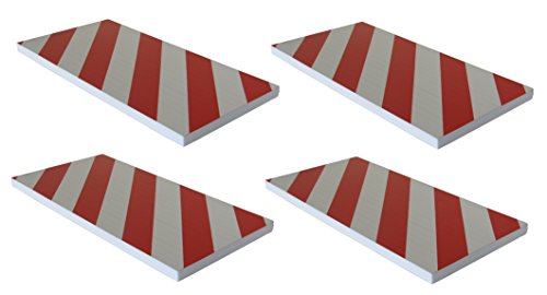 FSWP4425RWx4 Paracolpi flessibile adesivi antiurto, in morbida gomma, con agli intagli può essere applicato a muri tondi della autorimesse, dimensioni 44x25x2 cm, rosso / bianco (Pacco da 4)